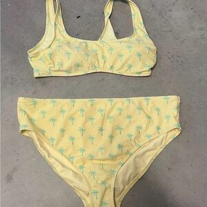 Stoney Clover Lane Bikini Set Plus Size XL/2XL Yellow Green Palm Trees